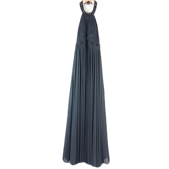 Sherri Hill Embellished Stone Halter Sz 10 Fairy Goth Evening Gown - Picture 1 of 16